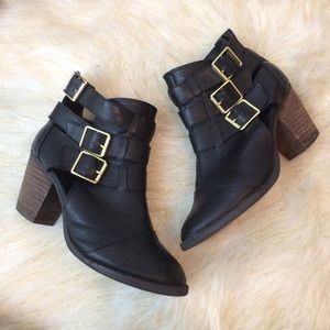 Black buckle booties